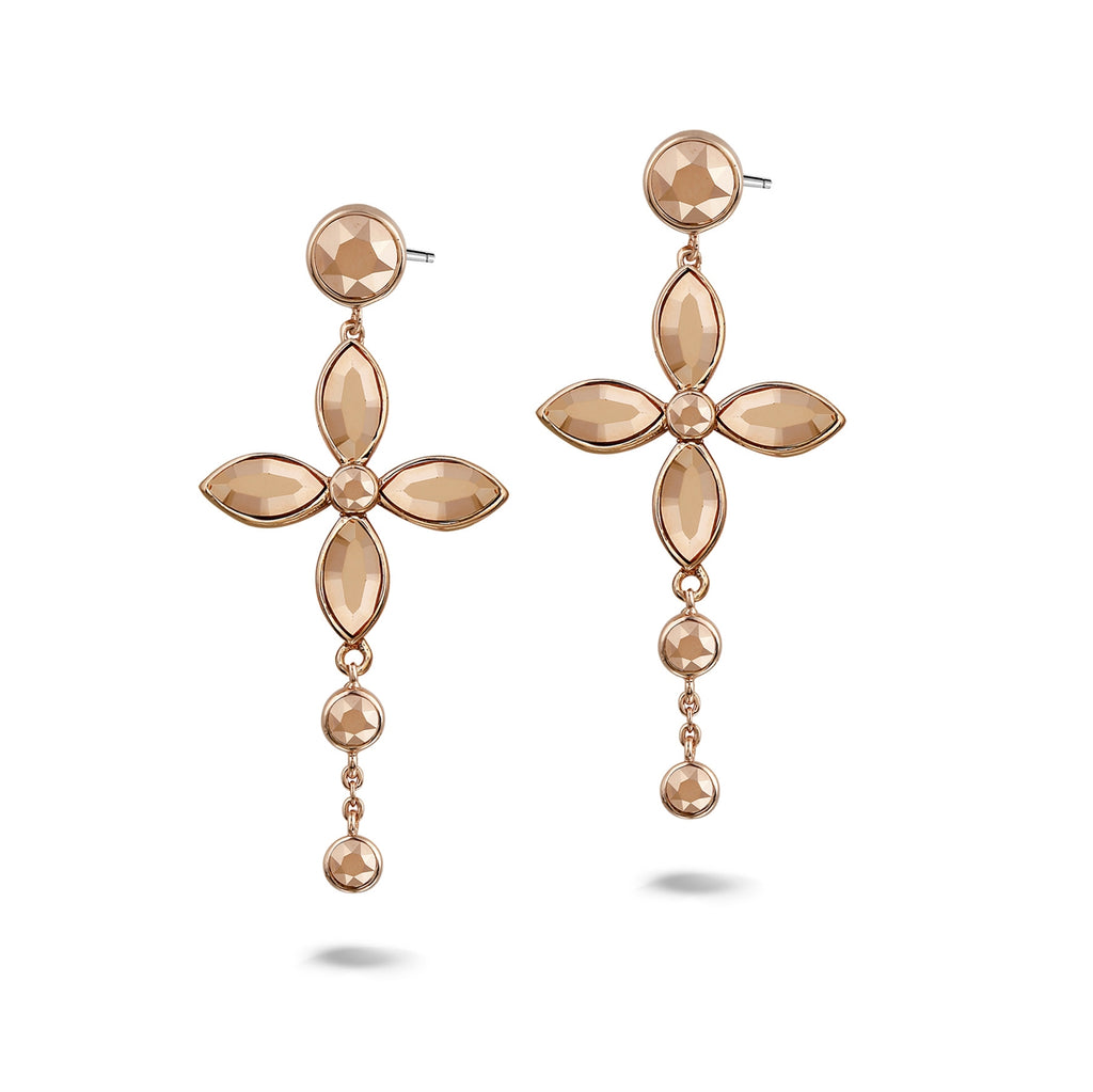 Phantasya Jewellery Rose Gold Plated Chandelier drop Earrings with Swarovski