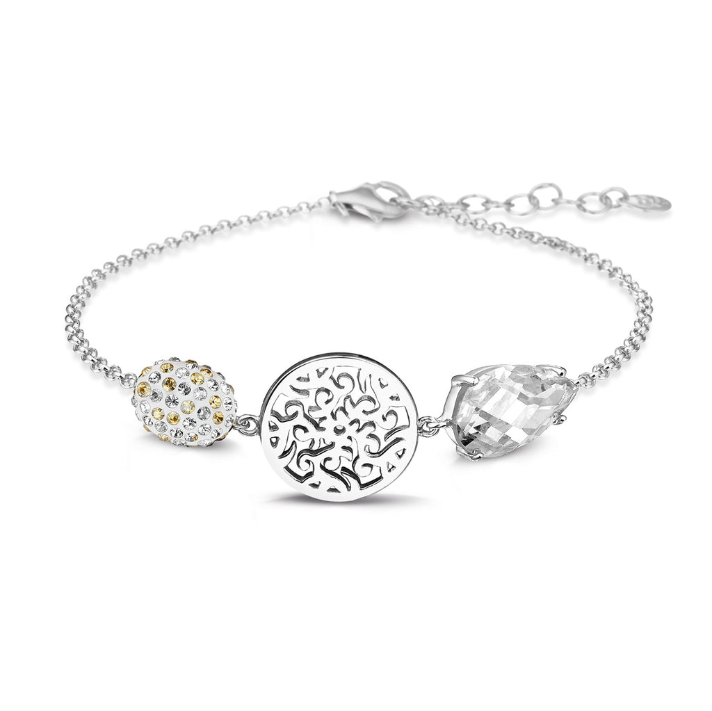 Phantasya Jewellery White Rhodium Plated bracelet with Swarovski