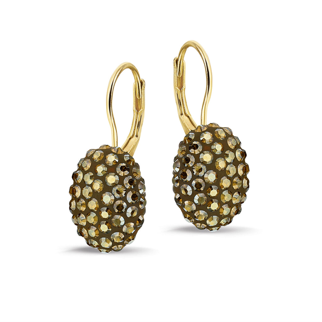 Phantasya Jewellery Gold Plated Oval Hook Earrings with Swarovski
