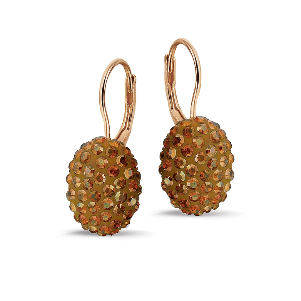 Phantasya Jewellery Rose Gold Plated Oval Hook Earrings with Swarovski