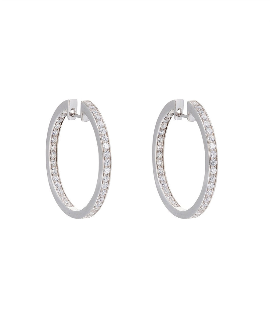 Pure Attraction Round Hoop Earrings with CZ Silver