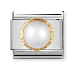 Nomination Charms Round White Pearl with Gold 030503-13