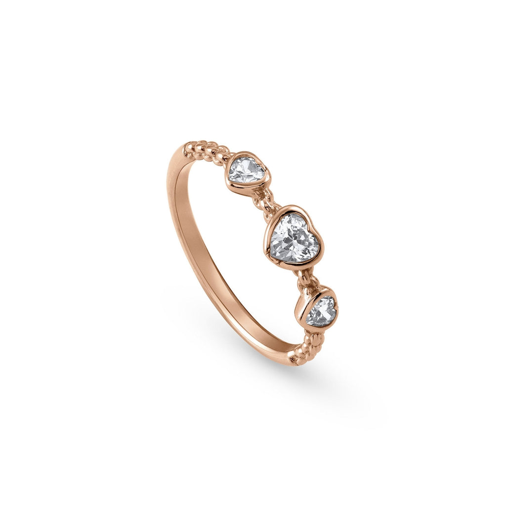 Nomination Rose Gold Bella Ring with 3 Heart Cubic Zirconi Size 12 142680/002/022