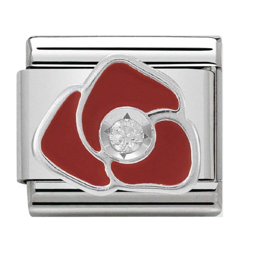 Nomination  Silver Shine CZ Red Rose Charms 330305-05