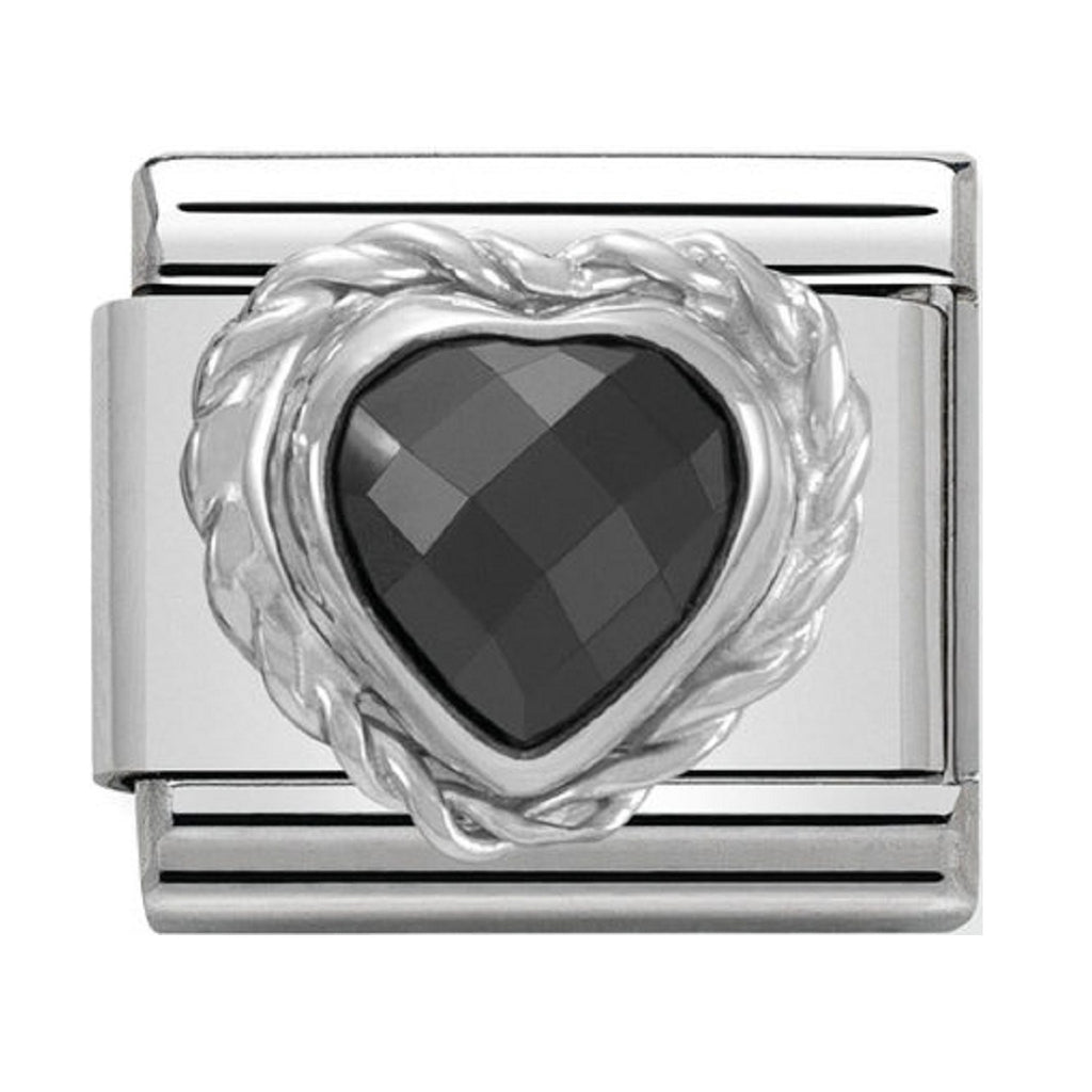 Nomination Charms Black Heart CZ Silver Shine