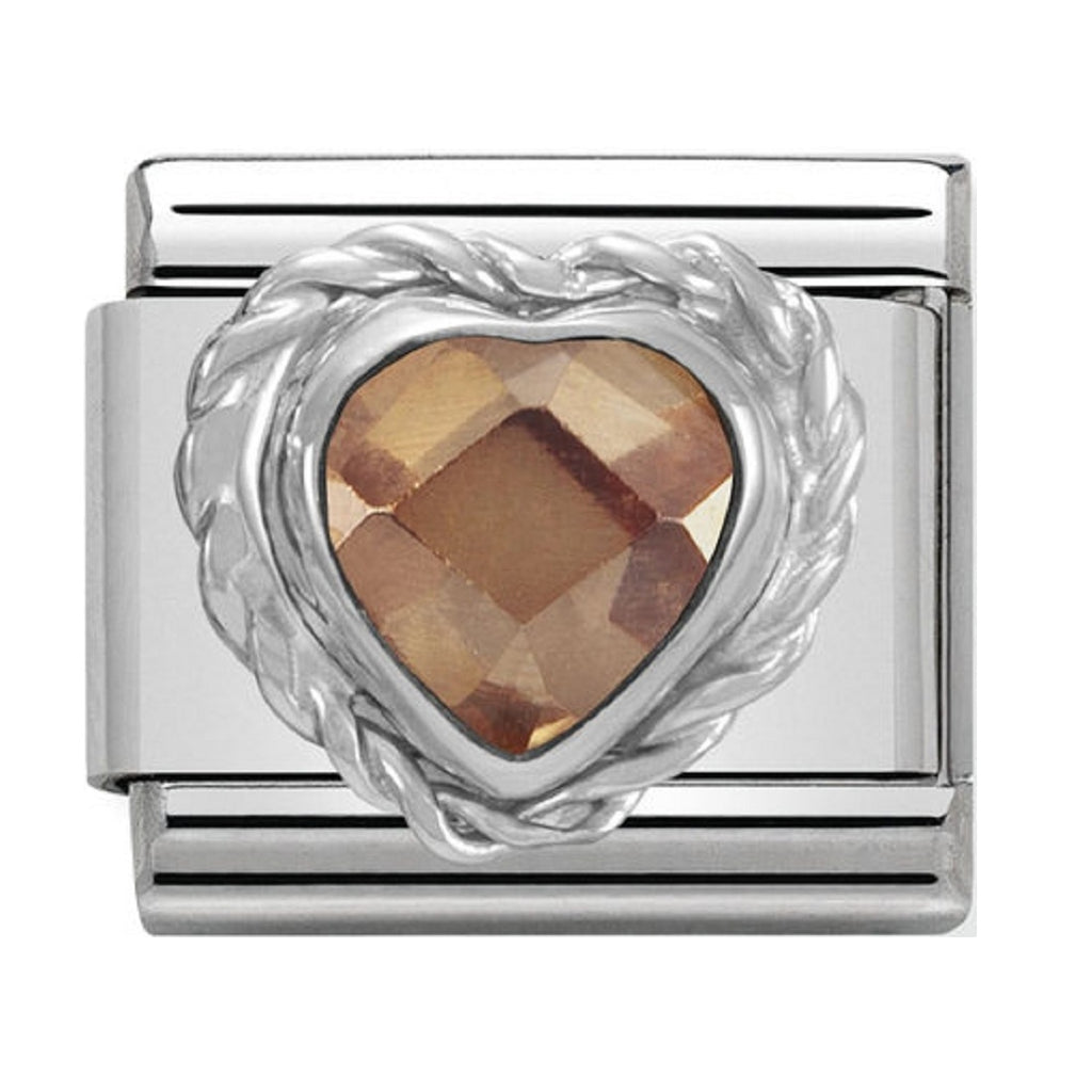 Nomination Charms Champagne Heart CZ Silver Shine