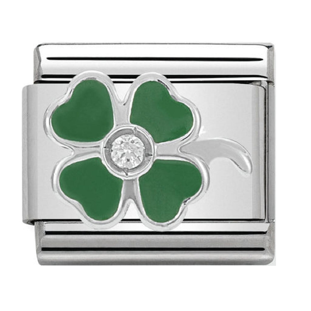 Nomination Charms Green Clover Silver Shine