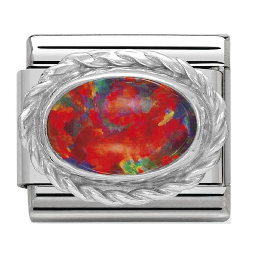 Nomination Charms Red Opal Oval with Silver