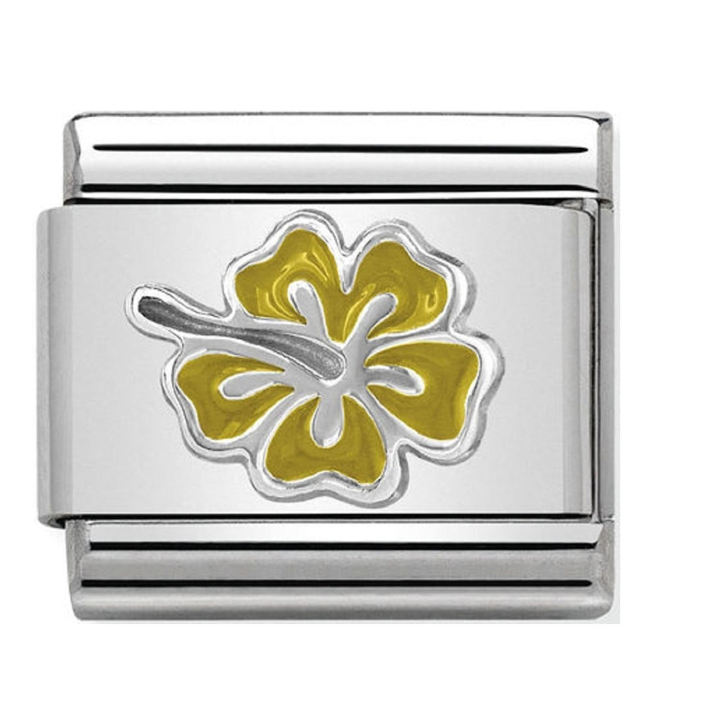 Nomination Charms Silver and Enamel Yellow Hibiscus Flower