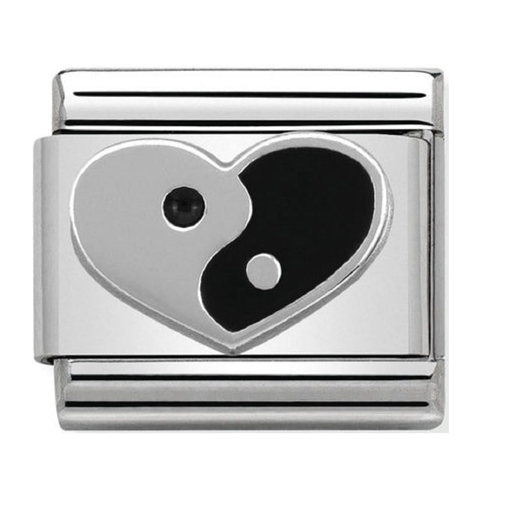 Nomination Charms Ying Yang Heart Silver and Enamel