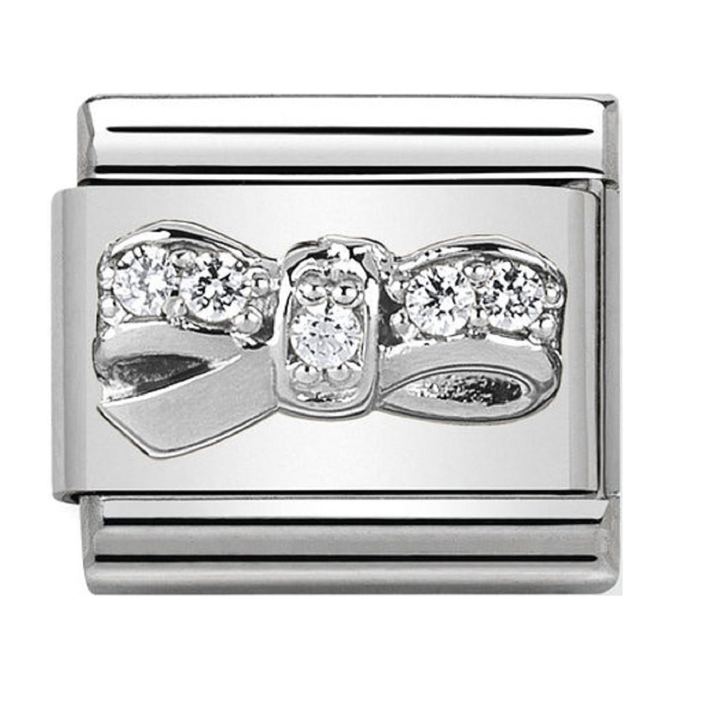 NOMINATION SILVER AND CZ BOW CHERIE CHARM 330304-20