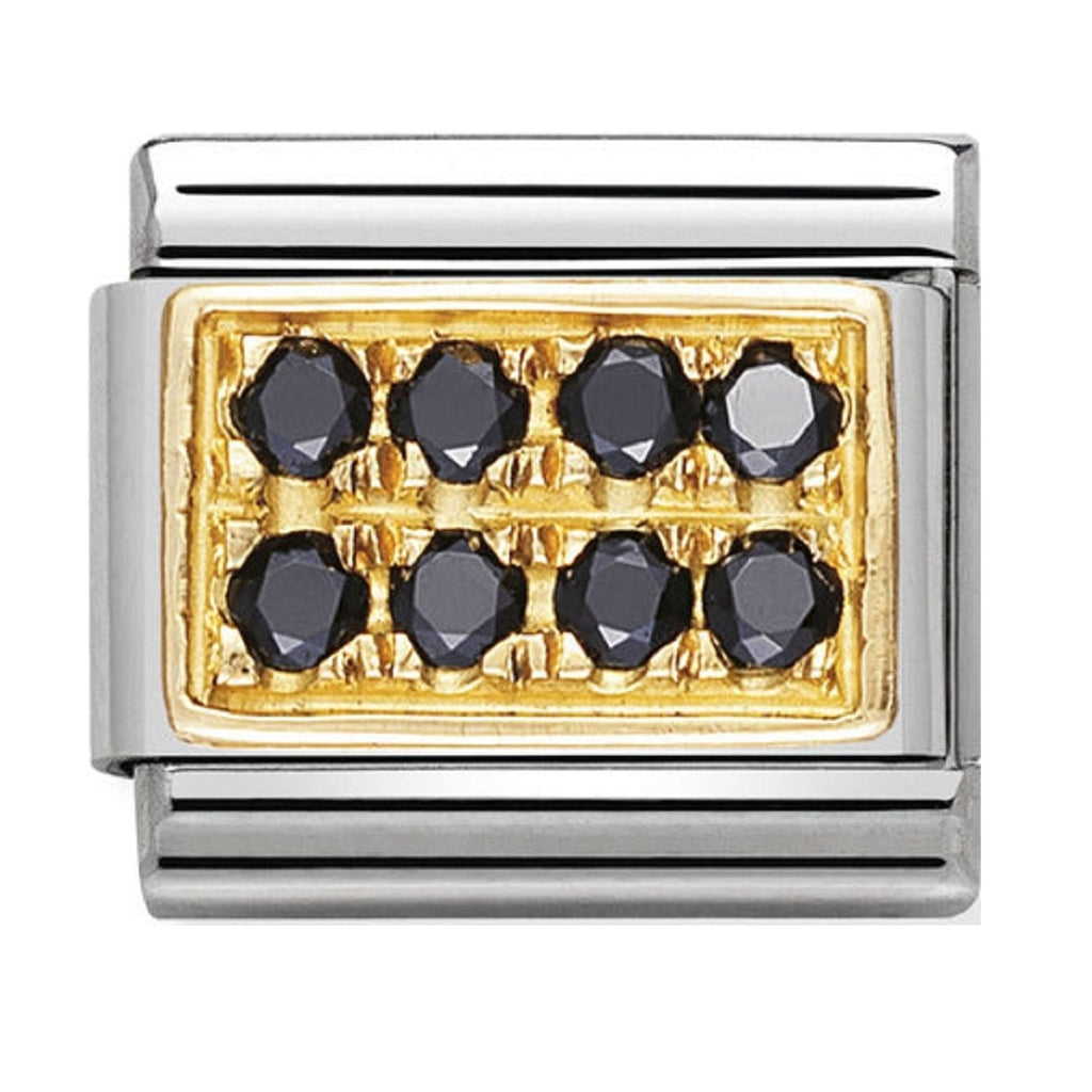 NOMINATION 18CT GOLD AND BLACK CZ PAVE CHARM 030314-10