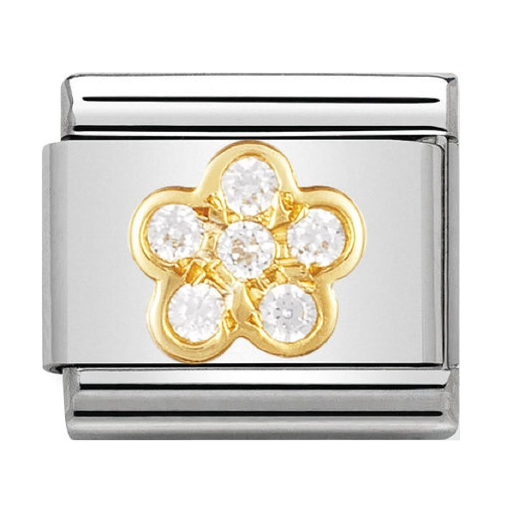 NOMINATION CHARMS 18CT AND CZ WHITE FLOWER