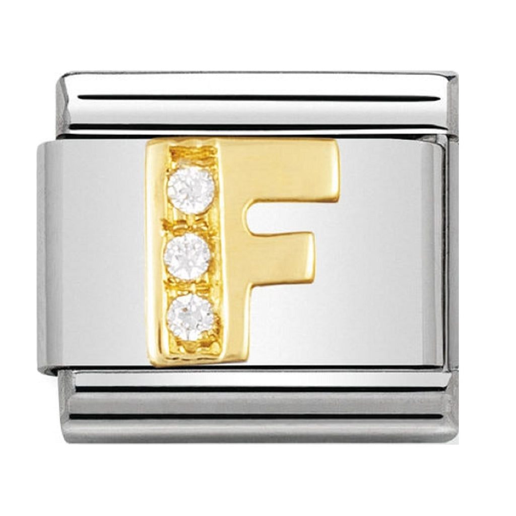 Nomination Charms 18ct and CZ Letter F