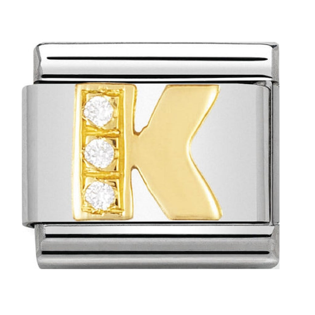 Nomination18ct gOLD and CZ Letter K  Charms 030301-11