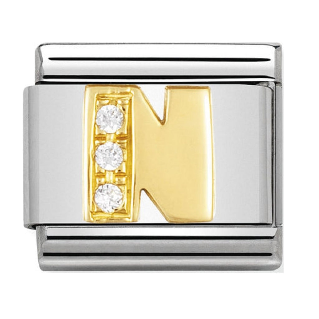 Nomination Charms 18ct and CZ Letter N