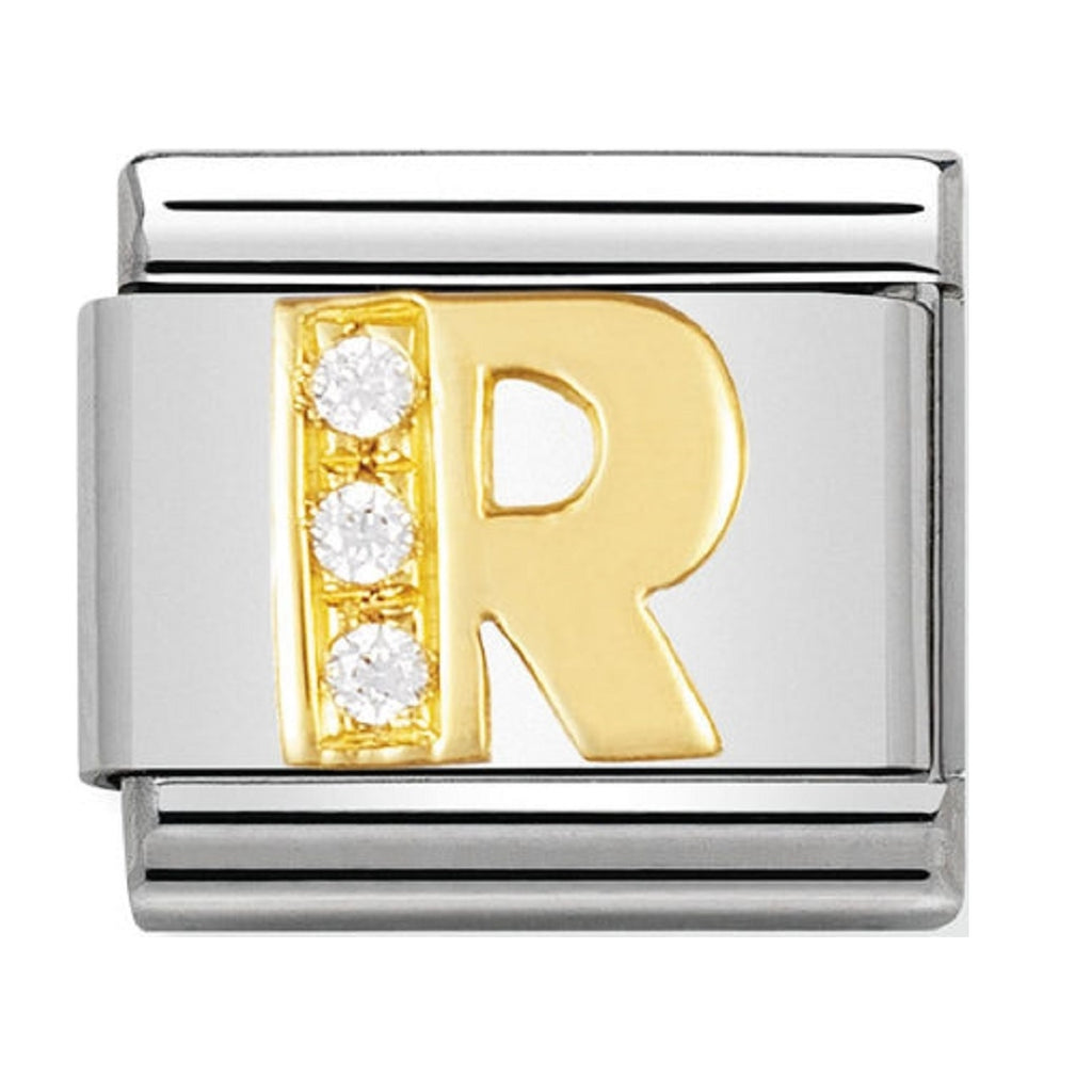 Nomination Charms 18ct and CZ Letter R