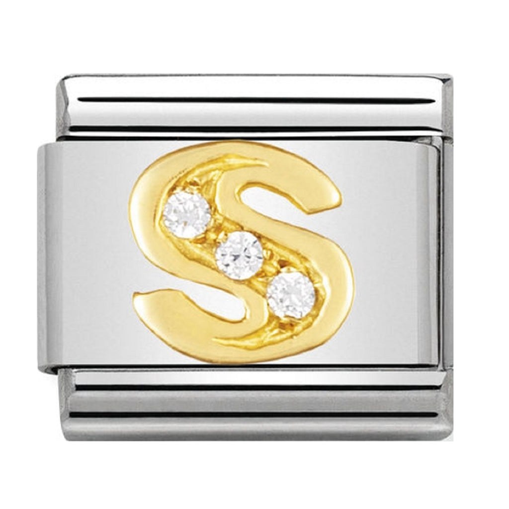Nomination Charms 18ct and CZ Letter S