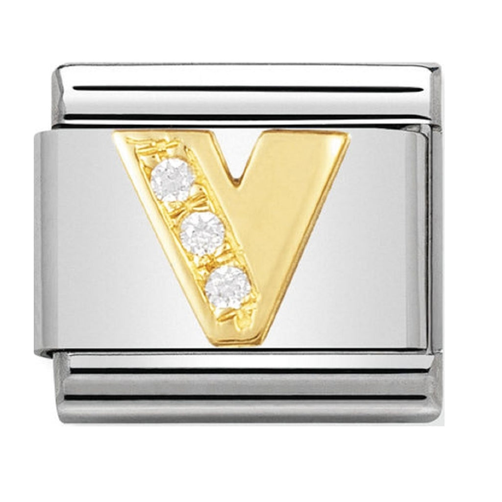 Nomination Charms 18ct and CZ Letter V