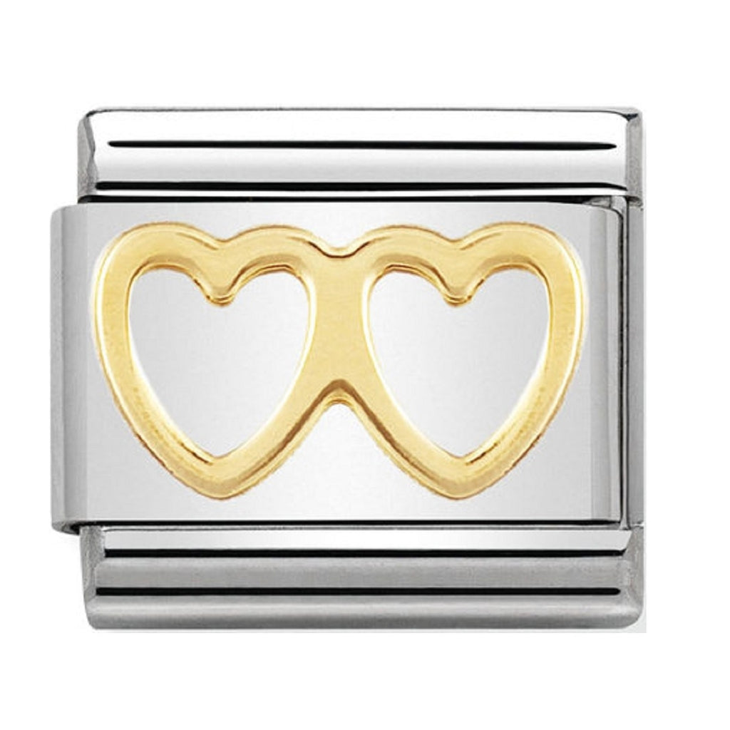 NOMINATION CHARMS 18CT GOLD CLASSIC DOUBLE HEART