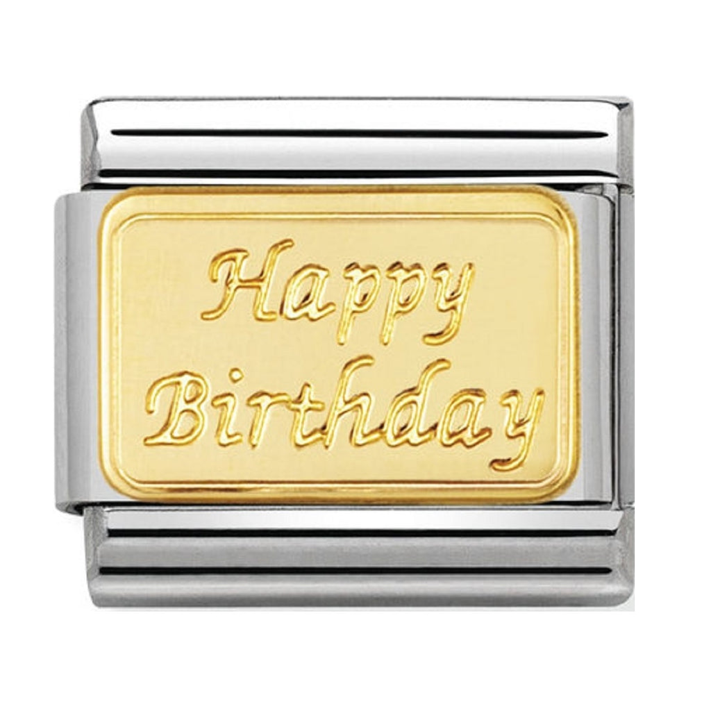 Nomination Charms 18ct GOLD engraved Happy Birthday 030121-09
