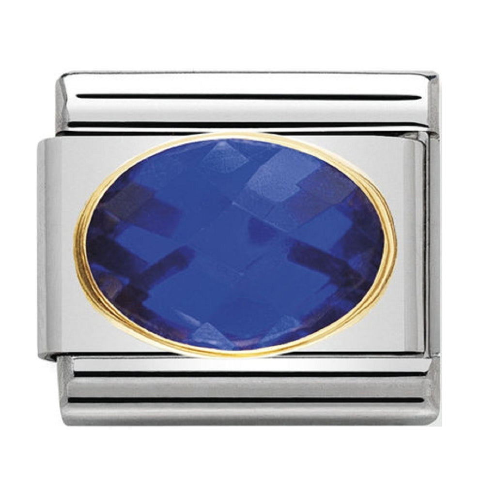 Nomination Charms Dark Blue Oval CZ with Gold