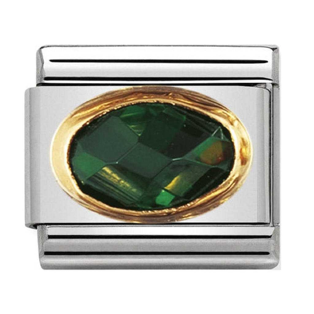 Nomination Charms Emerald Green oval CZ with Gold