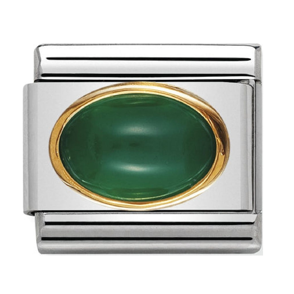 Nomination Charms Green Agate Oval with Gold