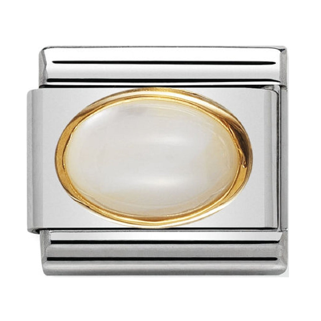 Nomination Charms White Mother of Pearl Oval with Gold