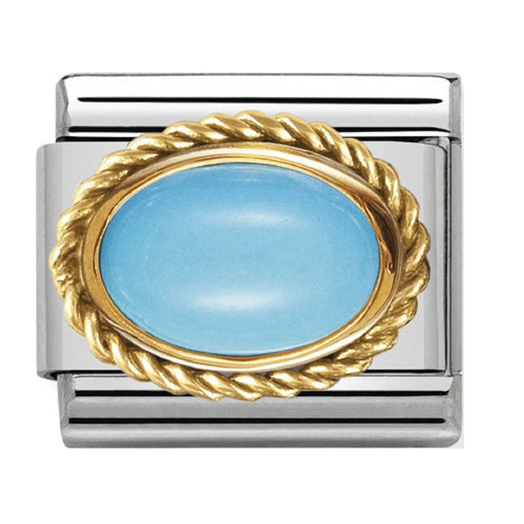 Nomination Charms Turquoise Oval with Gold Surround