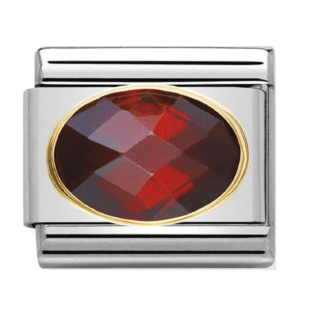 Nomination Charms Red CZ Oval With Gold
