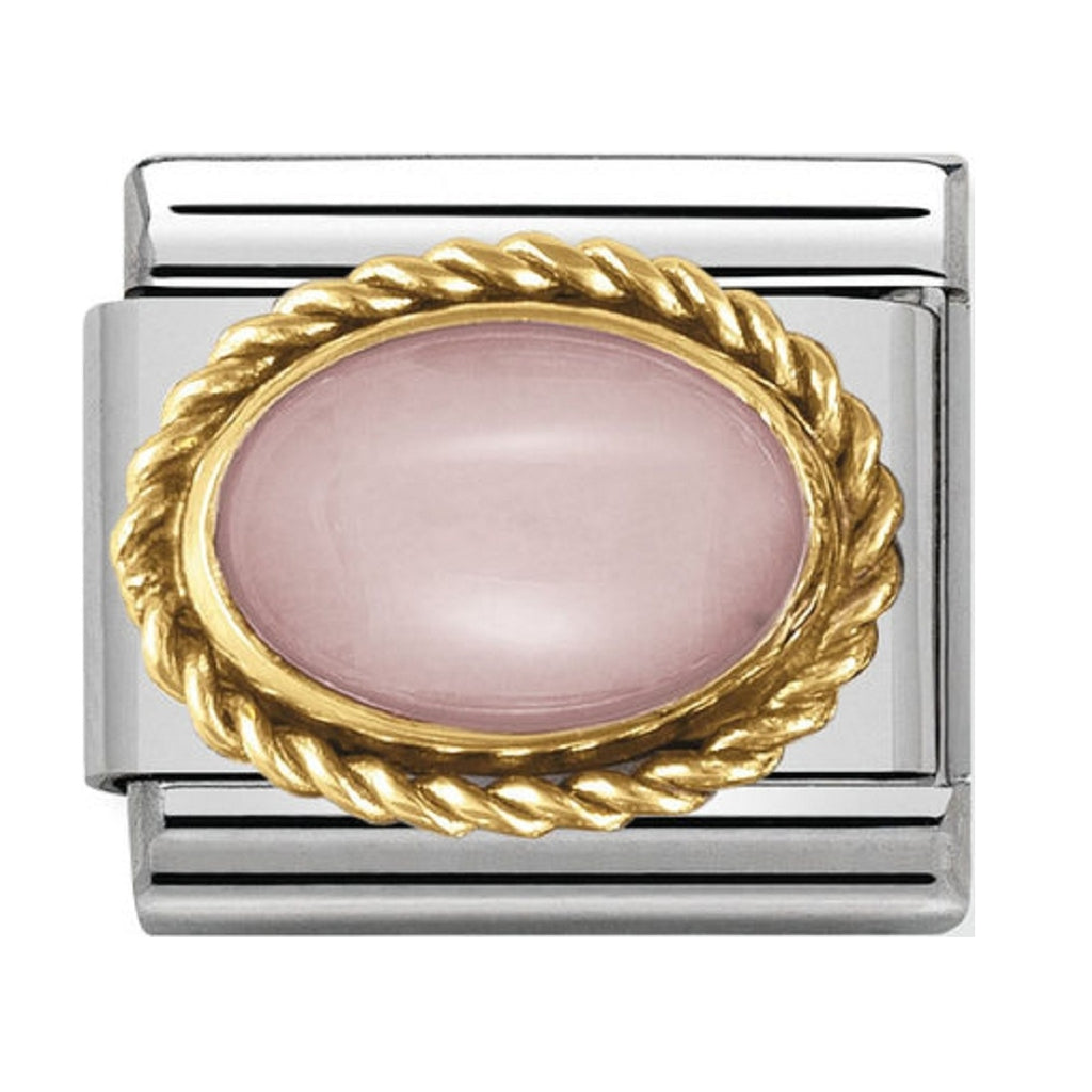 Nomination Charms Pink Opal Oval with Gold Surround