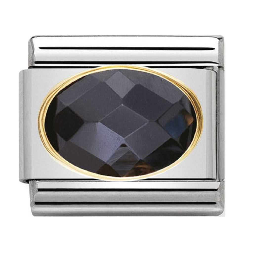 Nomination Charms Black Oval CZ with Gold