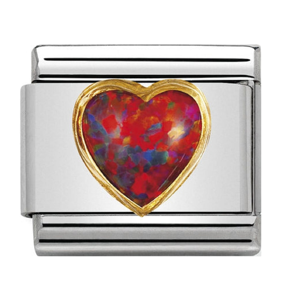 Nomination Charms Red Opal Heart with Gold