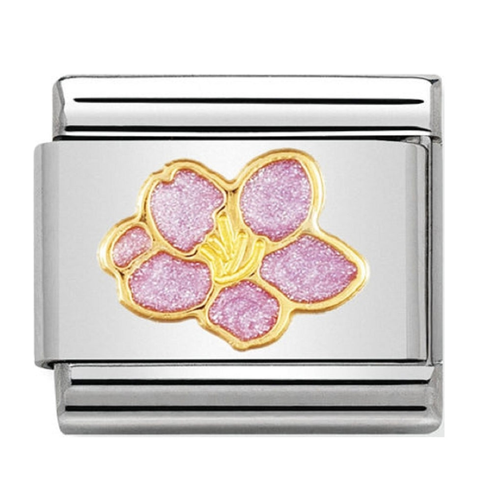 Nomination Charms 18ct and Enamel Hibiscus 