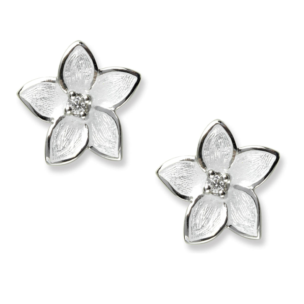 Nicole Barr White Flower Sapphire Earrings