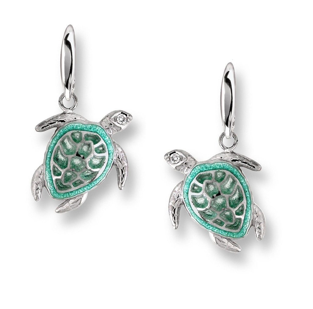 Nicole Barr Turtle Green with White Sapphire Earrings