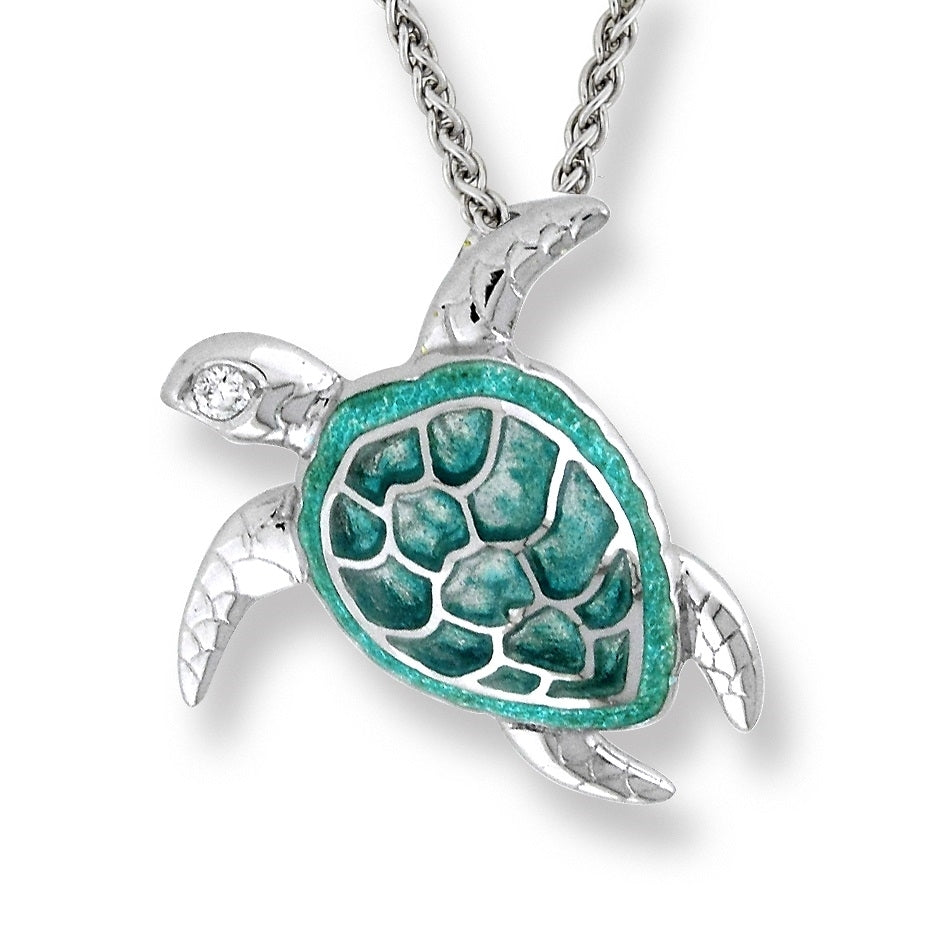Nicole Barr Turtle Green with White Sapphire Necklace