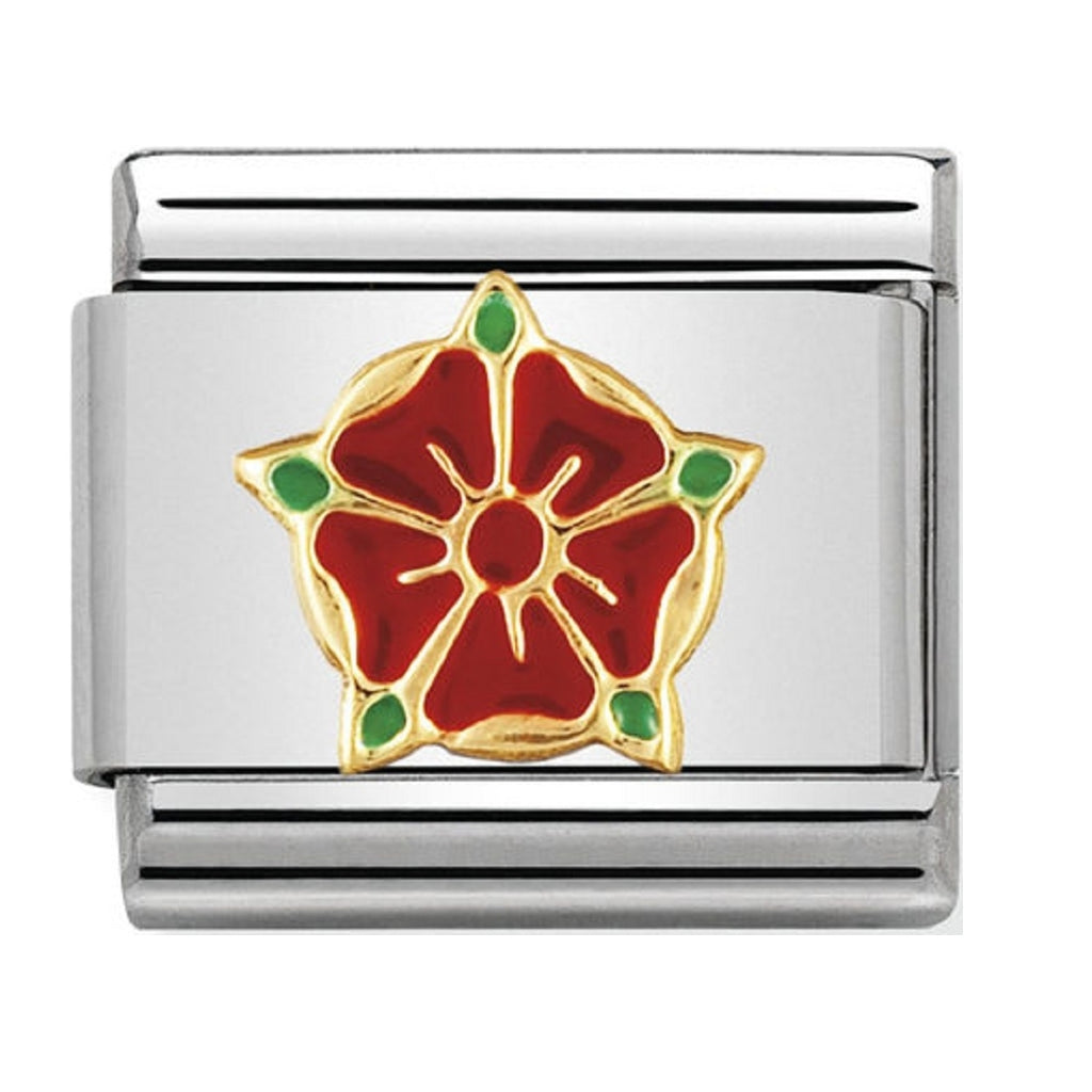 Nomination Charms 18ct and Enamel Red Rose of Lancashire