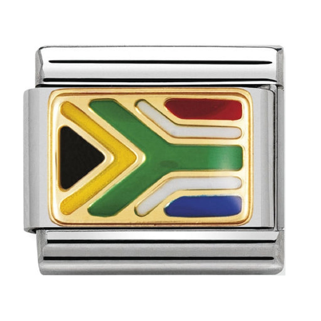 Nomination Charms 18ct and Enamel South Africa Flag