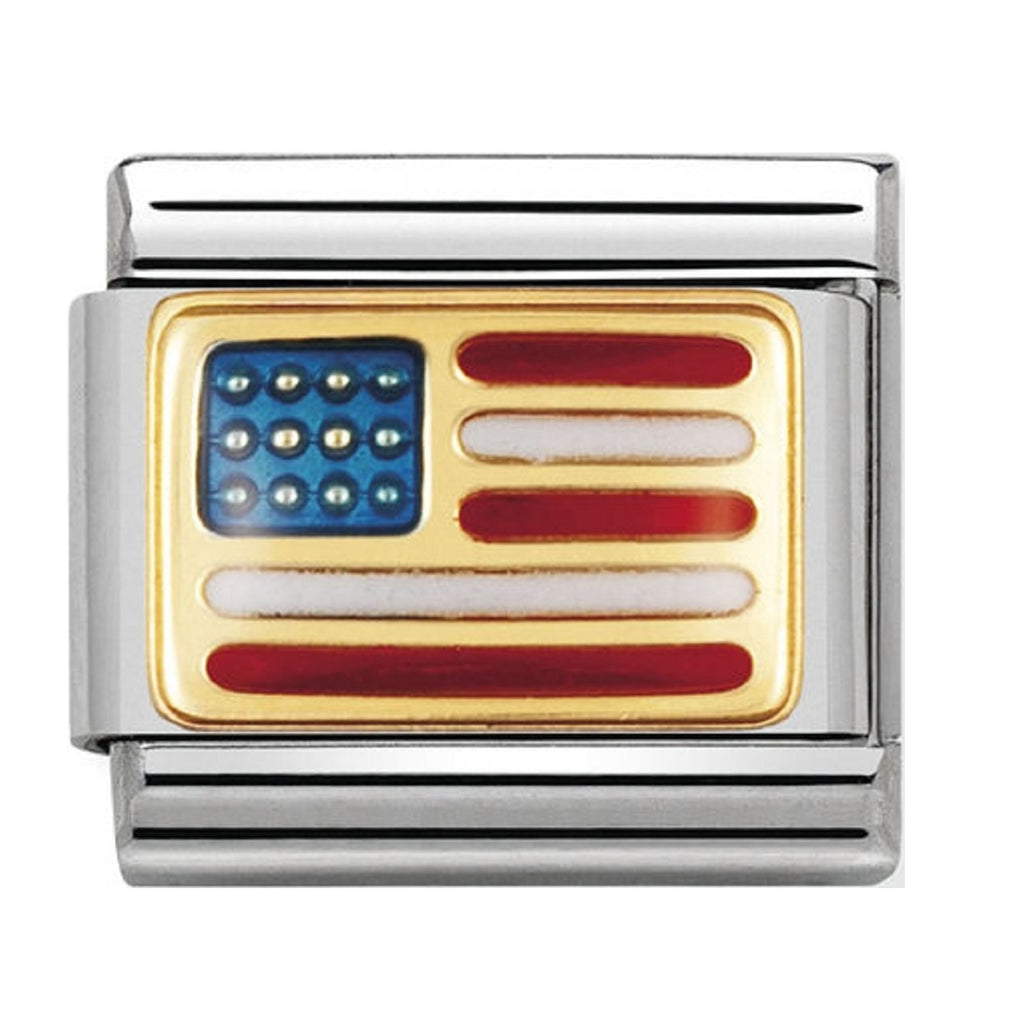 Nomination Charms 18ct and Enamel USA Flag
