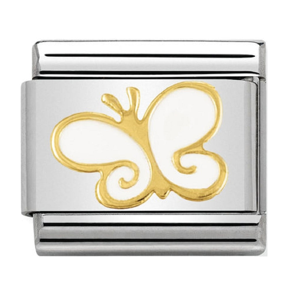 Nomination Charms 18ct and Enamel White Butterfly