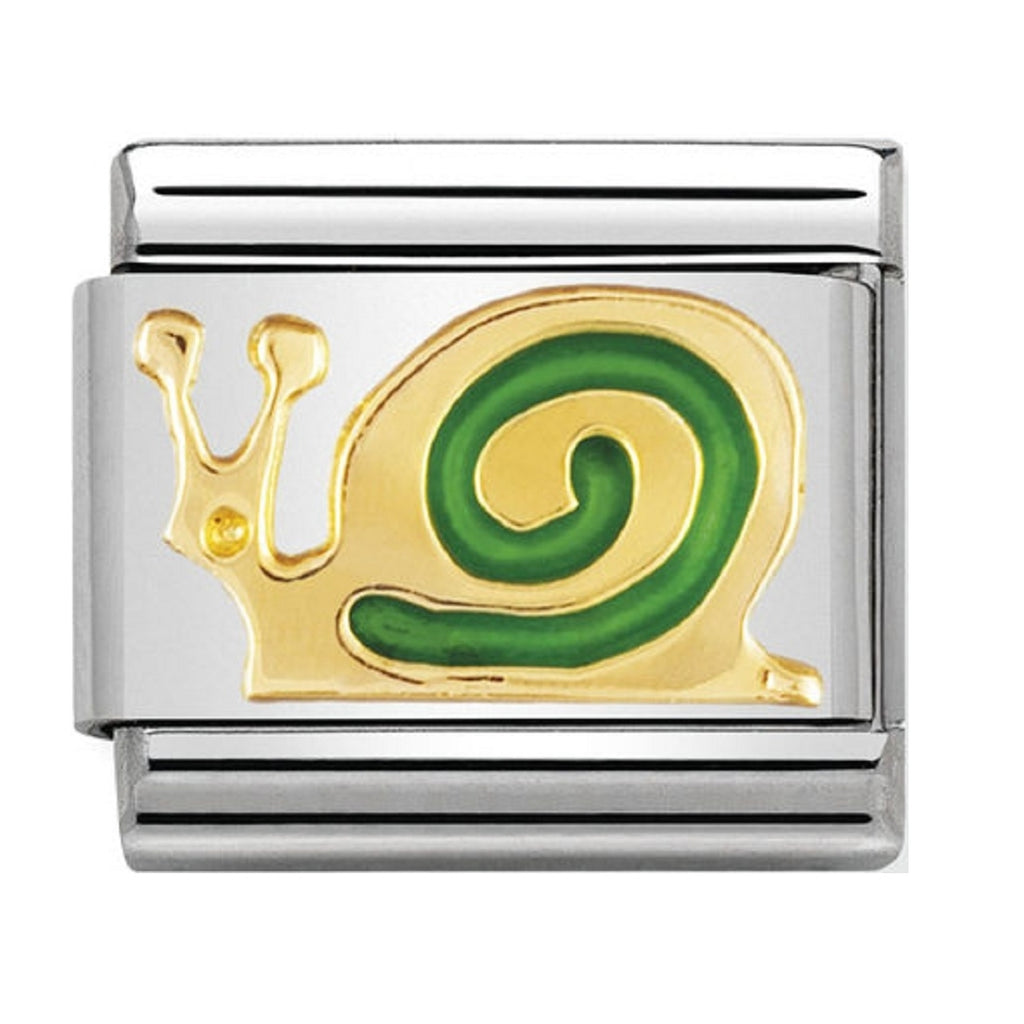 Nomination Charms 18ct and Green Enamel Snail
