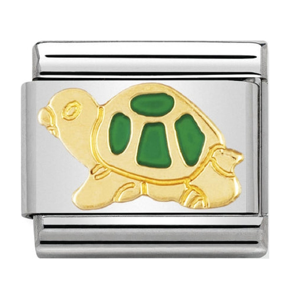 Nomination Charms 18ct and Green Enamel Tortoise 