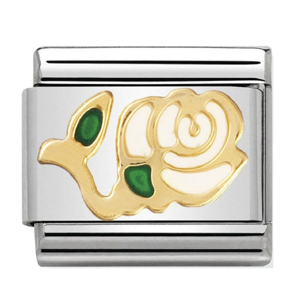 Nomination Charms 18ct and white Enamel Rose
