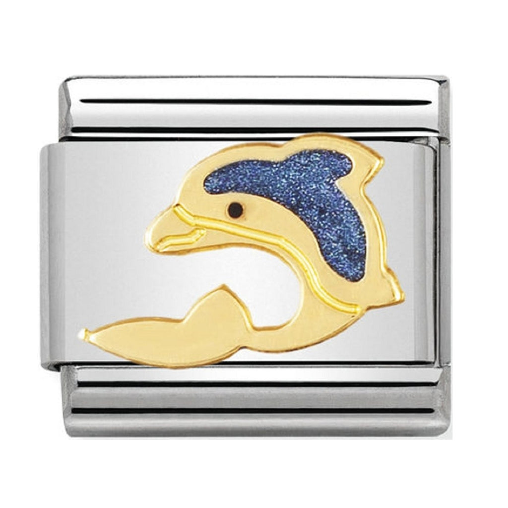 Nomination Charms 18ct Gold and Blue Enamel Dolphin