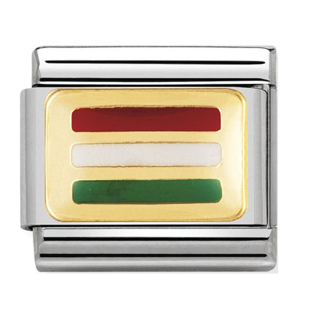 NOMINATION CHARMS 18CT GOLD AND ENAMEL HUNGARY FLAG