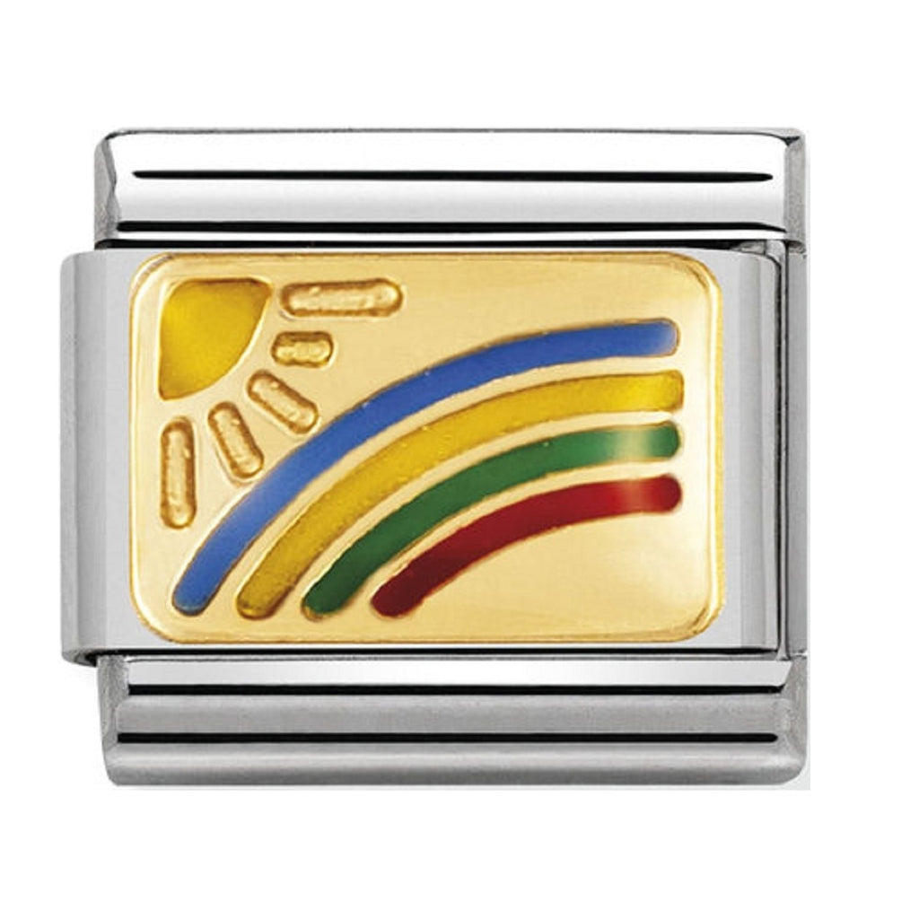 Nomination Link 18ct Gold and Enamel Rainbow