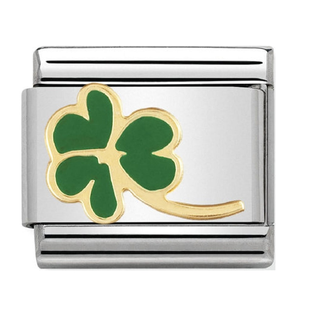 Nomination Charms 18ct Gold and Enamel Four Leaf Clover
