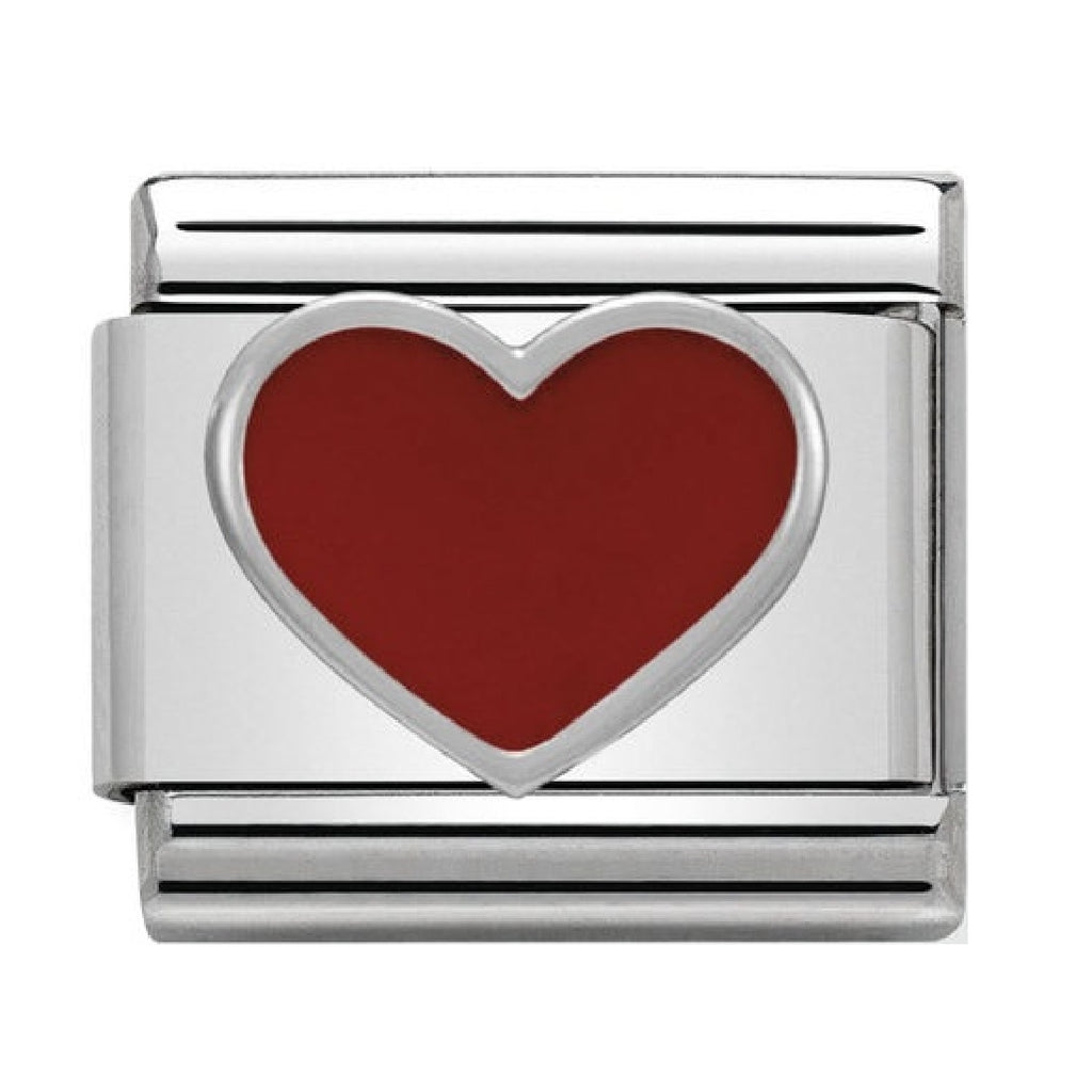 Nomination Link Silver and Enamel Red Heart 